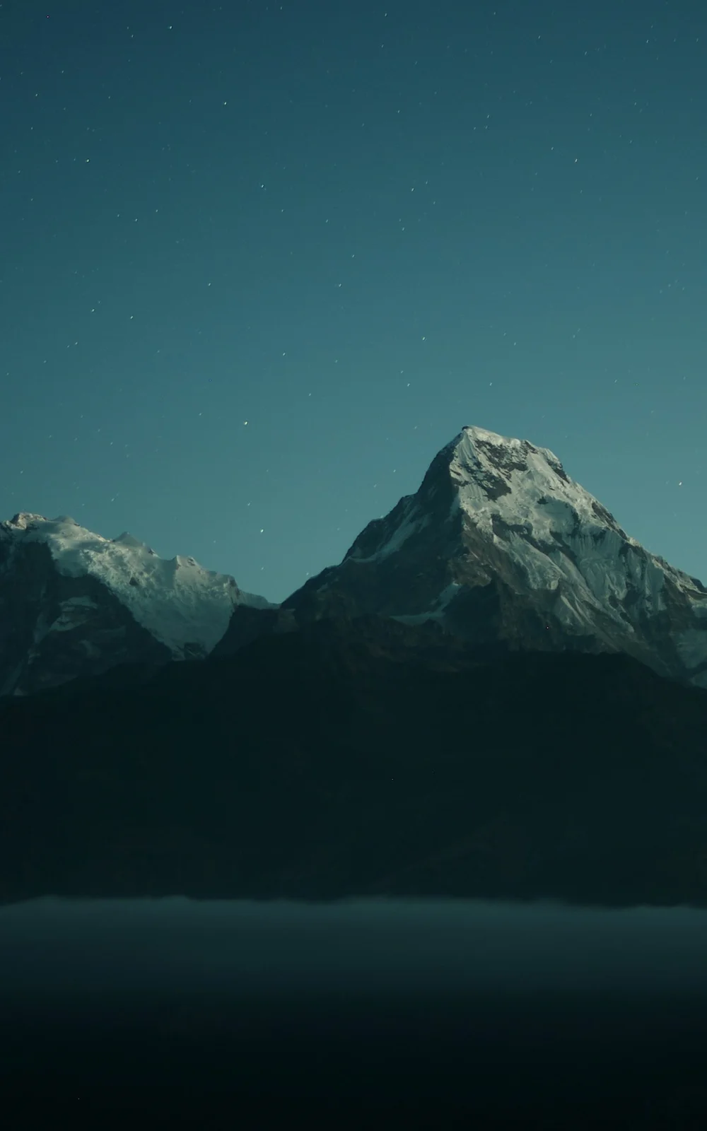 The Annapurna range beneath a star-filled Nepal sky