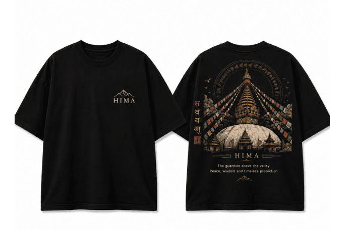 HIMA Heritage Tee - Swayambhu Stupa in Black